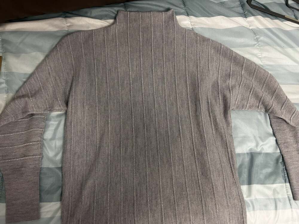 Nanette Lepore Grey Ribbed Turtleneck Sweater